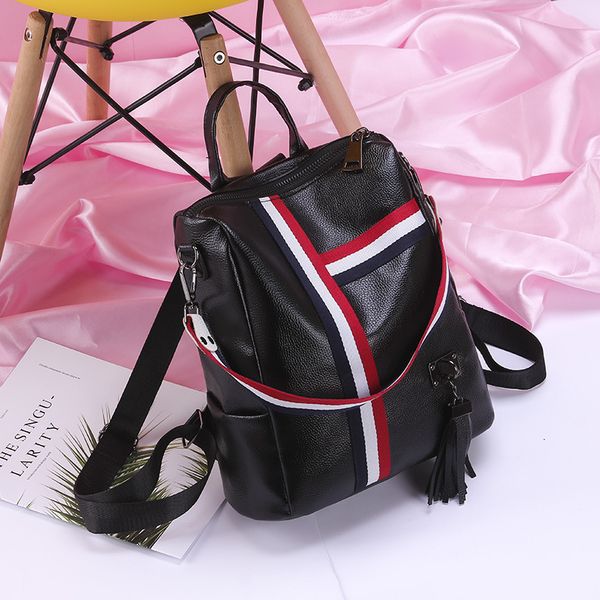 

2020 new female large-capacity ladies backpack casual wild ribbon small multifunctional backpack