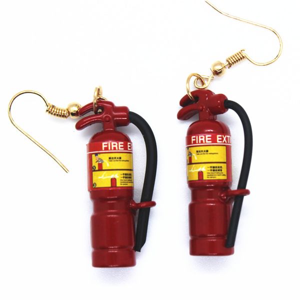 

1 pc crazy exaggeration fire extinguisher earrings female creative hand-made jewelry prom party personality funny accessories, Silver