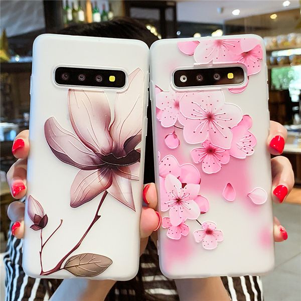 

3d relief floral phone case for samsung galaxy s10 a10 a20 a20e a30 a40 a50 a60 a70 girly silicon case