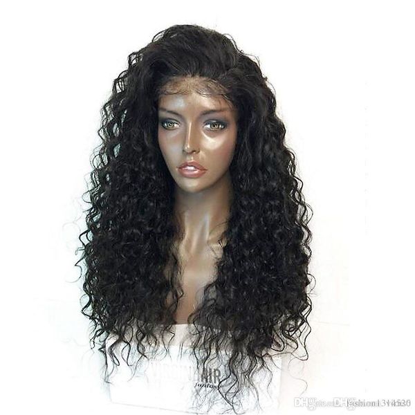 

4x4 water wave human hair lace front wigs front glueless lace wigs with baby hair peruvian wig pre plucked 150% mshere remy wig, Black