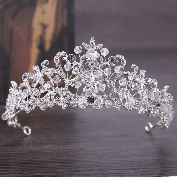 

luxury crystal rhinestone hair jewelry silver plated bridal tiaras crown wedding hair accessories gorgeous bride princess crowns, Golden;white
