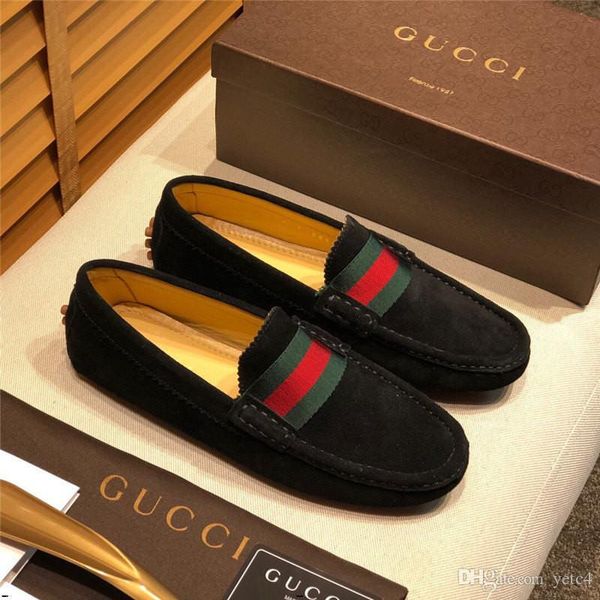 

17ss mens loafers luxury summer party shoe soft moccasins leather shoes men flats gommino driving shoes slip on lazy shoes madad, Black