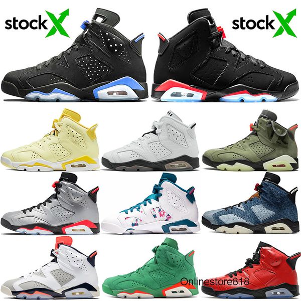 

mens basketball shoes 6s unc gs black infrared fashion brand jumpman gatorade washed denim men sports stock x trainers sneakers us 7-13