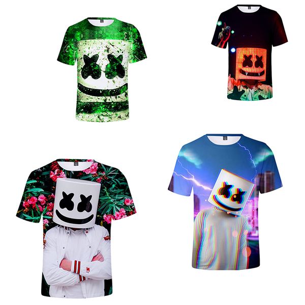 

dj marshmello t shirts for kids boys girls 3d print tshirt summer marshmellow fashion children kids clothes 3-12y tc190328 100pcs, Blue;gray