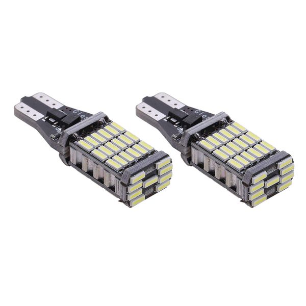 

2pcs t15 w16w светодиодные обратные лампочки 920 921 912 canbus 4014 45smd led highlight резервных парковки светой лампа лампа dc12v