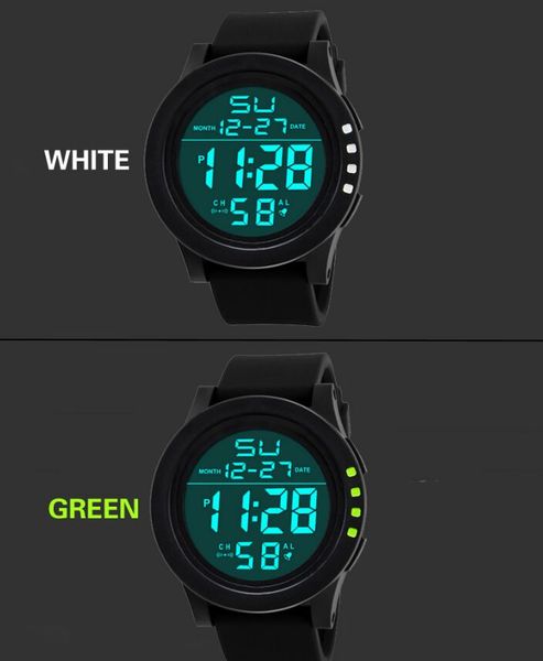 

student men's electronic watch large screen led sports watch 2001 alarm clock movement, Slivery;brown