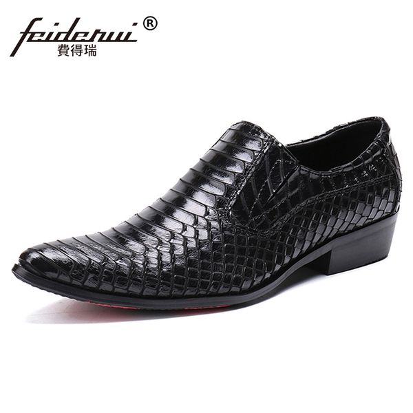 

black color pointed toe slip on man alligator dress loafers italian designer genuine leather men's wedding party shoes sl364