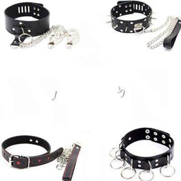 Bondage Restrant Gothic Kinky Collar Chain Chain Leasholace Harness Slave Casal Toy 876E