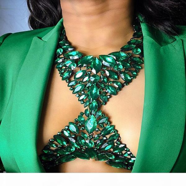 

lady 2017 summer long body necklace chain handmade crystal gem chunky maxi luxury gem statement necklace women 3354, Silver