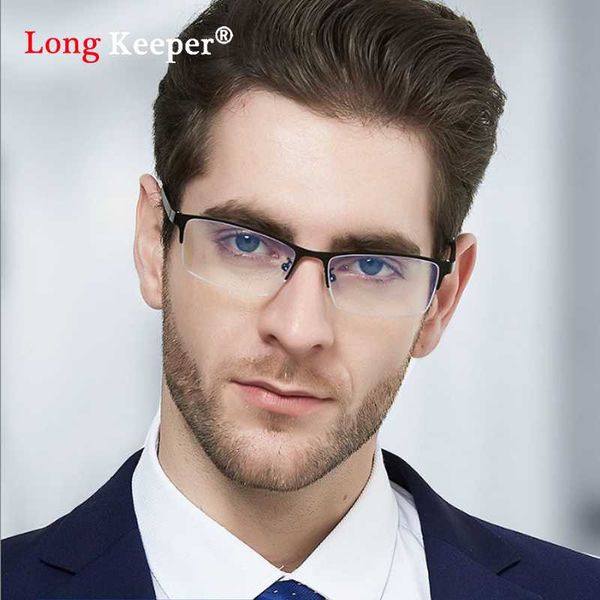 

anti blue light frame glasses men half rimless 2020 eye protection anti-blue light eyewear man computer glasses men dropshipping, White;black