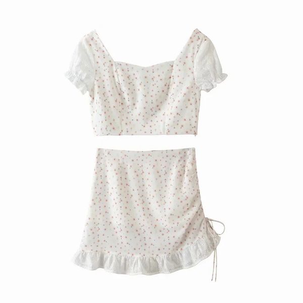 

women's tanks & camis xia han edition cultivate morality retro square collar stitching floret short-sleeved shirt + side draw string sk, White