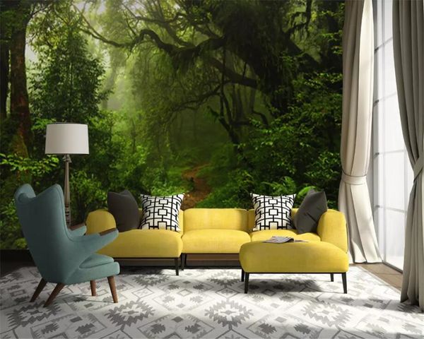 Custom 3d Wallpaper Nature Primitive Forest Woods Scenic Path