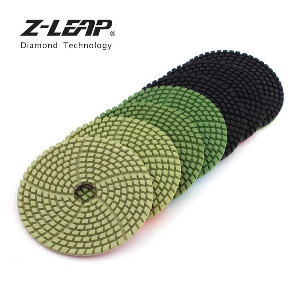 

z-leap 7 pcs/set 4 inch diamond polishing pad granite marble quartz abrasive discs new design 3mm work thick spiral sanding pads