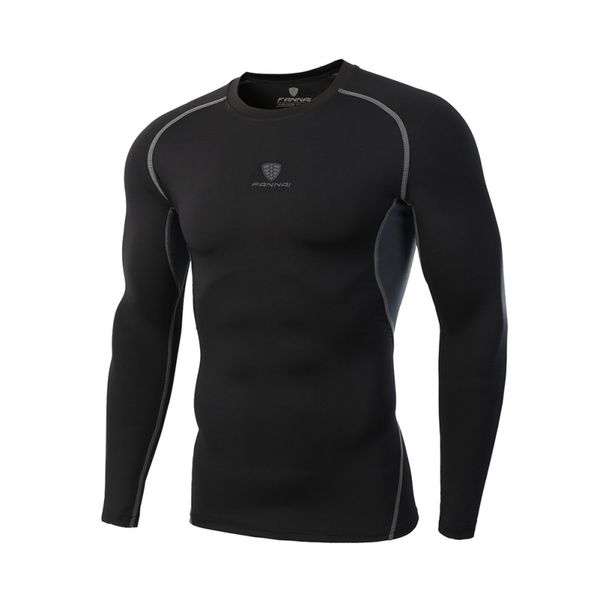 

d-b spring autumn men's sports stretch quick-drying long-sleeved compression tight fitness running muscle t-shirts, Black;blue