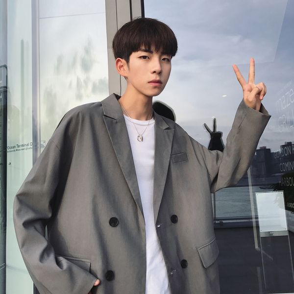 

2019 новая мода повседневные мужские костюмы блейзеры с длинным рукавом корейский стиль мужчины пиджак блейзер homme t200324, White;black