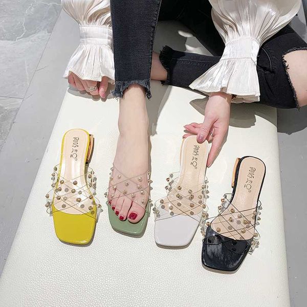 

shoes ladies' slippers square heel med luxury slides slipers women block designer 2020 summer cotton fabric rubber rome fashion, Black