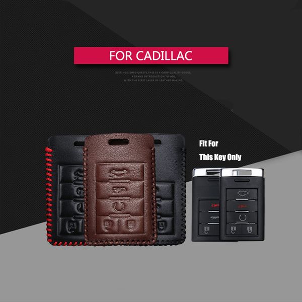 

for genuine leather car key case holder remote skin shell for escalade srx xt5 ats cts xts key fob cover chain