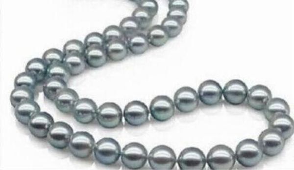 

9-10mm south sea natural gray silver 925 silver pearl necklace