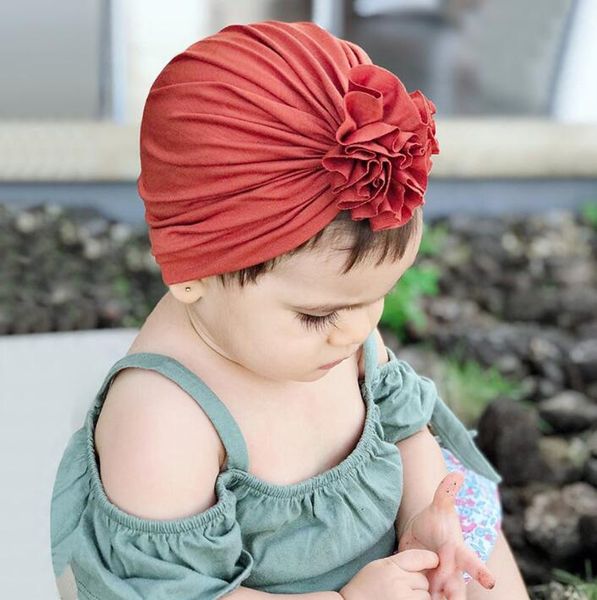 

autumn and winter new children's fold flower hat newborn indian hat baby cotton hat wy1391, Yellow