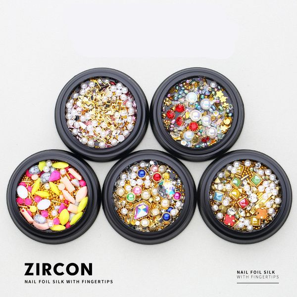 

3d nail rhinestones crystal stone nail decoration mini beads metal rivet accessories diy decors tips art, Silver;gold