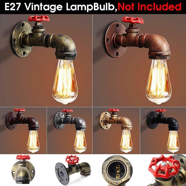 

price e27 vintage industrial rustic wall sconce wall light fixture fitting water pipes style 2