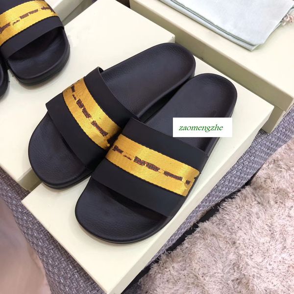 

sale fashion designer off casual shoes indoor beach slippers white printing couple shoes with box, Black
