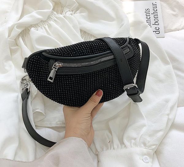 

belt bags chain flash rhinestone shoulder messenger chest bag 2020 new bag female