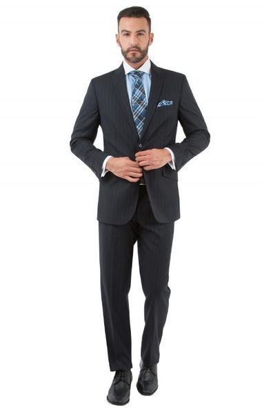 

2020 stripe midnight slim fit mens suits one button black peaked lapel groom wear for me man tuxedos party men suit, White;black