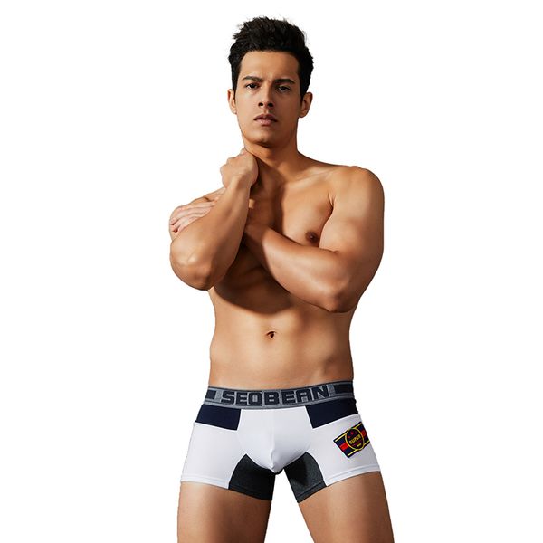 

3pcs/lot seobean men male underwear men boxers plain cotton boxer shorts panties brand clothing cueca cuecas boxer, Black;white