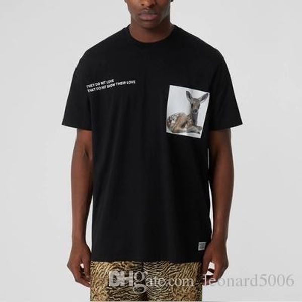 

2019 new fashion designer t shirt mens t shirt brand burb bbr printed t shirt hip-hop muti-style short sleeve women men deer one, White;black