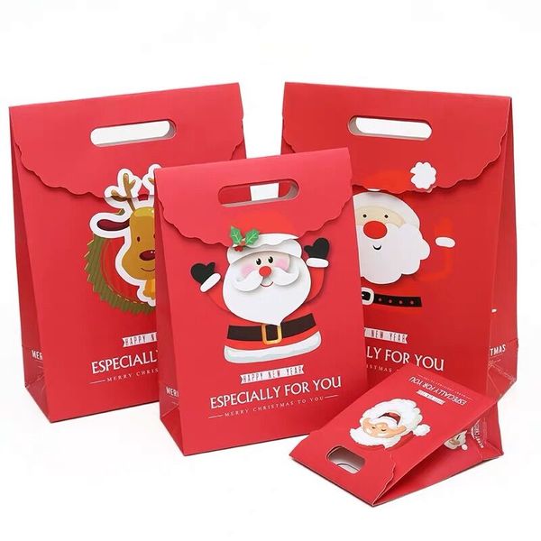 

10pcs christmas gift bag red paper christmas bag for perfume doll candy cookie biscuit nougat chocolate paking box hand