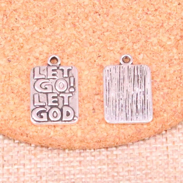 60pcs Charms let go let god 20 * 12mm Antique Making ciondolo in forma, argento tibetano vintage, gioielli fatti a mano fai da te