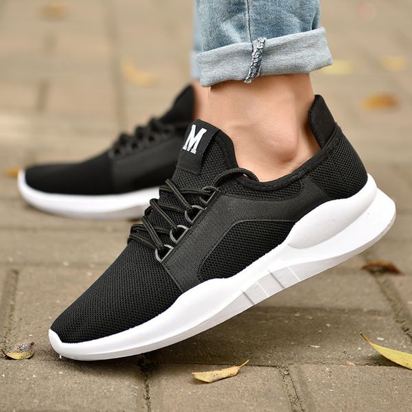 

2020 spring summer men running shoes light weight classic lace up men sport shoes women black walking sneakers run gym
