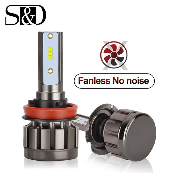 

car headlight h4 led fanless 8000lm csp led h7 h1 h8 h11 9005 9006 hb3 hb4 55w 12v 6500k hi/lo beam auto headlamp fog light bulb