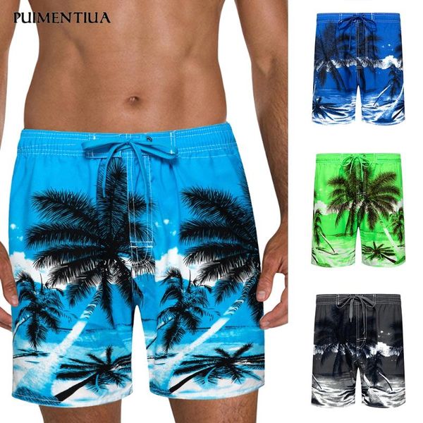 

oeak мужчины пляжные шорты кокосовое дерево печатных шнурок короткие брюки летняя одежда быстросохнущая дышащая повседневная одежда s-2xl, White;black