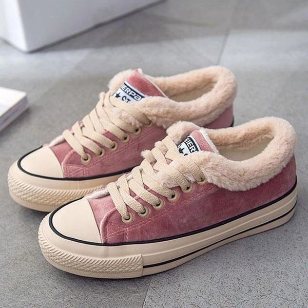 

new women warm shoes winter short plus velvet cotton shoes ladies snow boots lace up female canvas woman dropshipping, Black