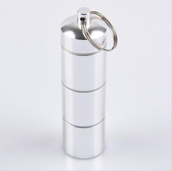 

xxxl metal shaped pendant pill box holder advantageous container storage case with keychain waterproof stash tube 4 knots big & small sizes