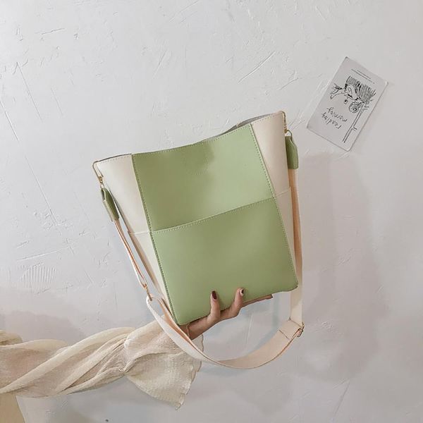

women's simple bucket bag pu leather cross body bag bucket women fashion small shoulder handbag lady pu handbags #20