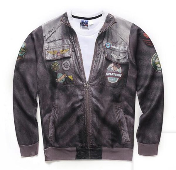 

men's european, american and korean fashion spring and autumn new style boutique personality digital 3d printing sweater coat /789756 m, Black