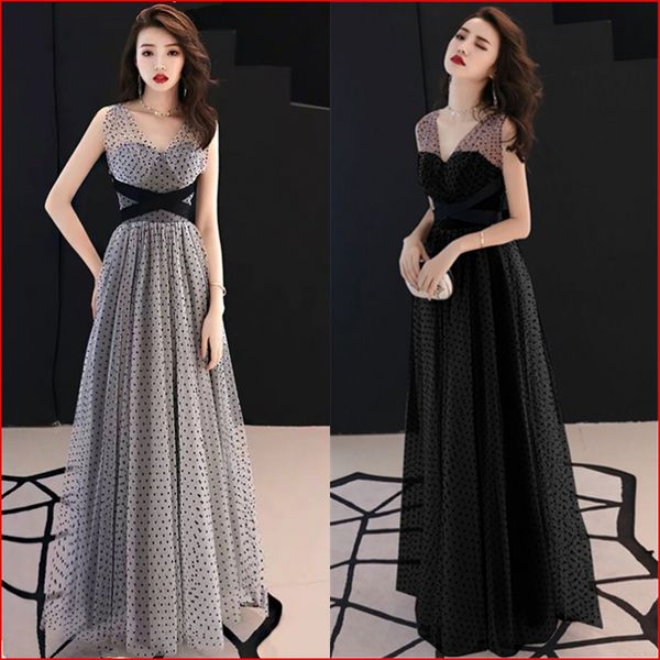 

casual dresses the dress long elegant fair maiden temperament bowknot party wave point, Black;gray
