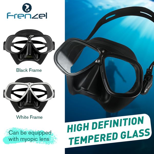 

diving mask 100% tempered glass professional low volume spearfishing scuba soft silicone anti fog swimming snorkel frenzel