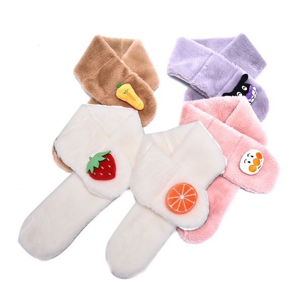 

cute plush scarf cartoon solid color plush children's bib students warm scarf child birthday xmas present warm, Blue;gray