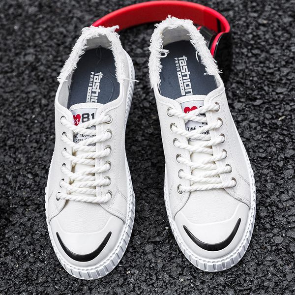 

breathable small white shoes men's canvas shoes men's korean sports students casual, Black