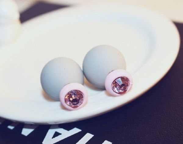 Bellissimi orecchini a bottone con sfera in zircone e diamanti smerigliati color caramello per donna e ragazza, designer di lusso, a doppia faccia