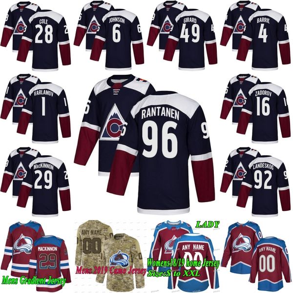 

96 Mikko Rantanen Colorado Avalanche Hockey Jerseys Nathan MacKinnon Ian Cole Semyon Varlamov Gabriel Landeskog Nikita Zadorov Erik Johnson