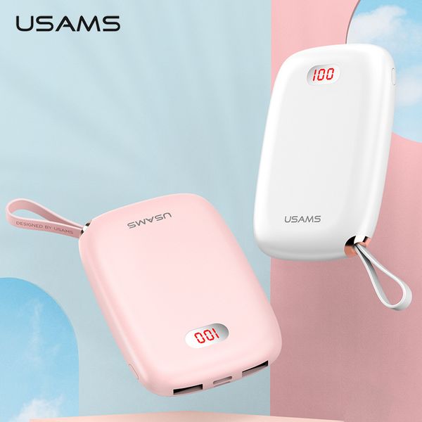 

mini power bank 10000mah,usams led display fast charging dual usb powerbank with lanyard external battery poverbank for iphone x