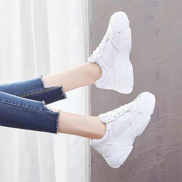 

new woman shoes vulcanize sneakers femme spring autumn brand white platform lace-up white breathable women running shoes pm-65