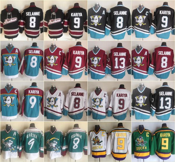 

8 Teemu Selanne Anaheim Ducks Hockey Jerseys 9 Paul Kariya Jean-Sebastien Giguere 13 Selanne Charlie Conway Adam Banks Jersey