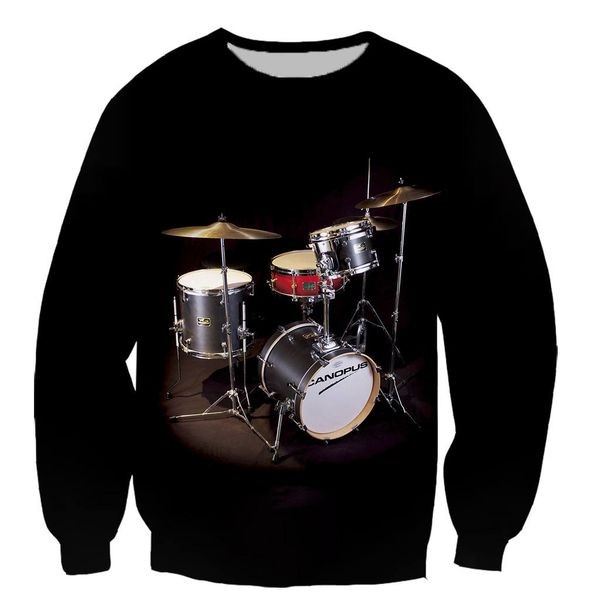 

drum set men/women hoodies harajuku style men sweatshirts 3d printed hip hop tracksuits super cool moives streetwear, Black