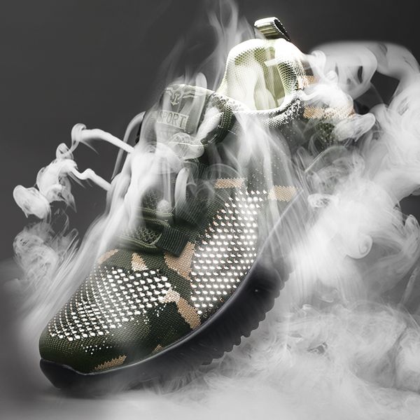 

men's light running shoes couple new breathable mesh camouflage sports shoes outdoor track and field sports jogging, Black